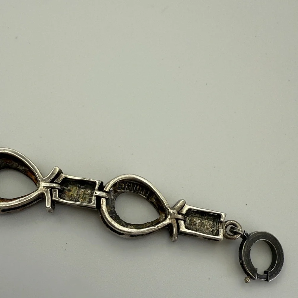 Judith Jack Sterling Silver Marcasite Ribbon Bow Link Bracelet
